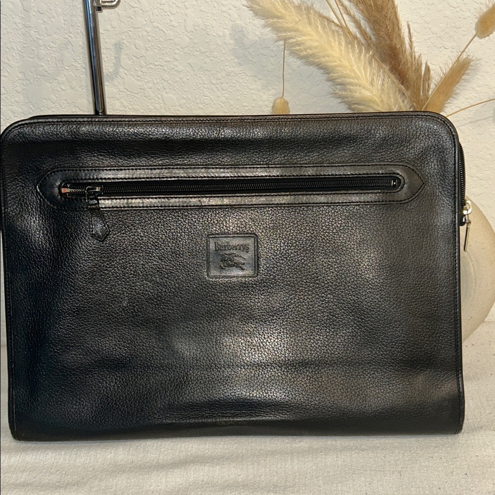 Burberry Black Textured Leather Bag Authentic